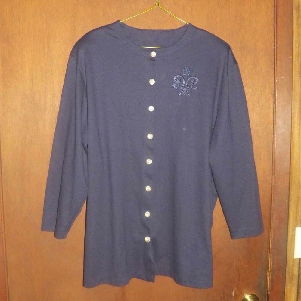Aileen Too 3X Navy Blouse